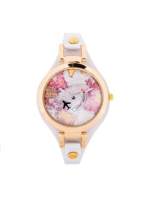 DÜNYA TASARIMLI  BEYAZ  BAYAN KOL SAATİ