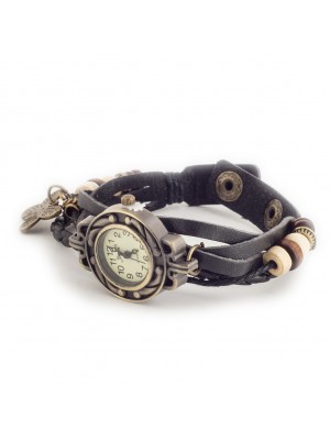 SİYAH KORDONU PLASTİK BAYAN KOL SAATİ