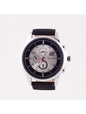 GÜMÜŞ KASA SİYAH KORDONLU BAY KOL  SAATİ