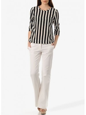 YARIM KOLLU SİYAH ÇİZGİLİ BAYAN TUNİK