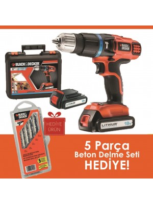 Black&amp;Decker EGBL188KB 18Volt/1.5Ah Li-ion Çift Akülü 2 Vitesli Darbeli Matkap