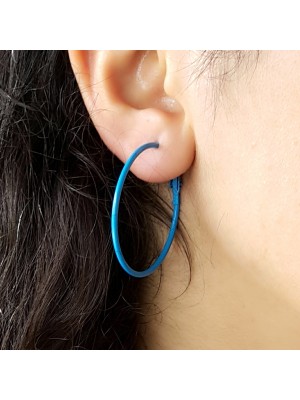 ORTA BOY YUVARLAK MAVİ  BAYAN KÜPE 2015 MODEL -