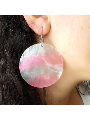 DAİRE PEMBE-BEYAZ BAYAN KÜPE